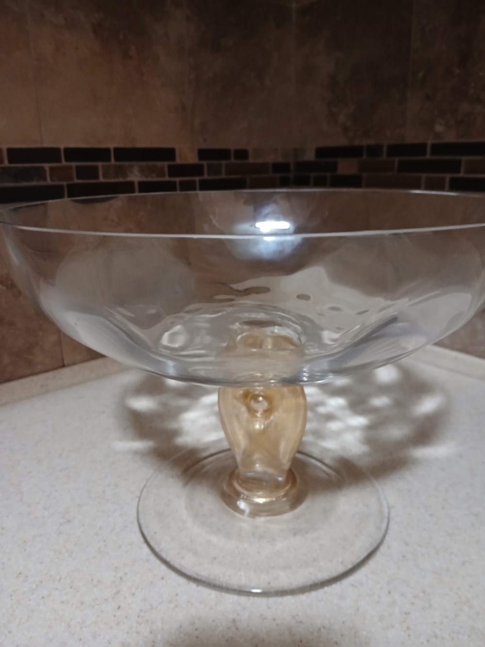 Studio-Crafted Art Glass Bowl With Gold-Infused.